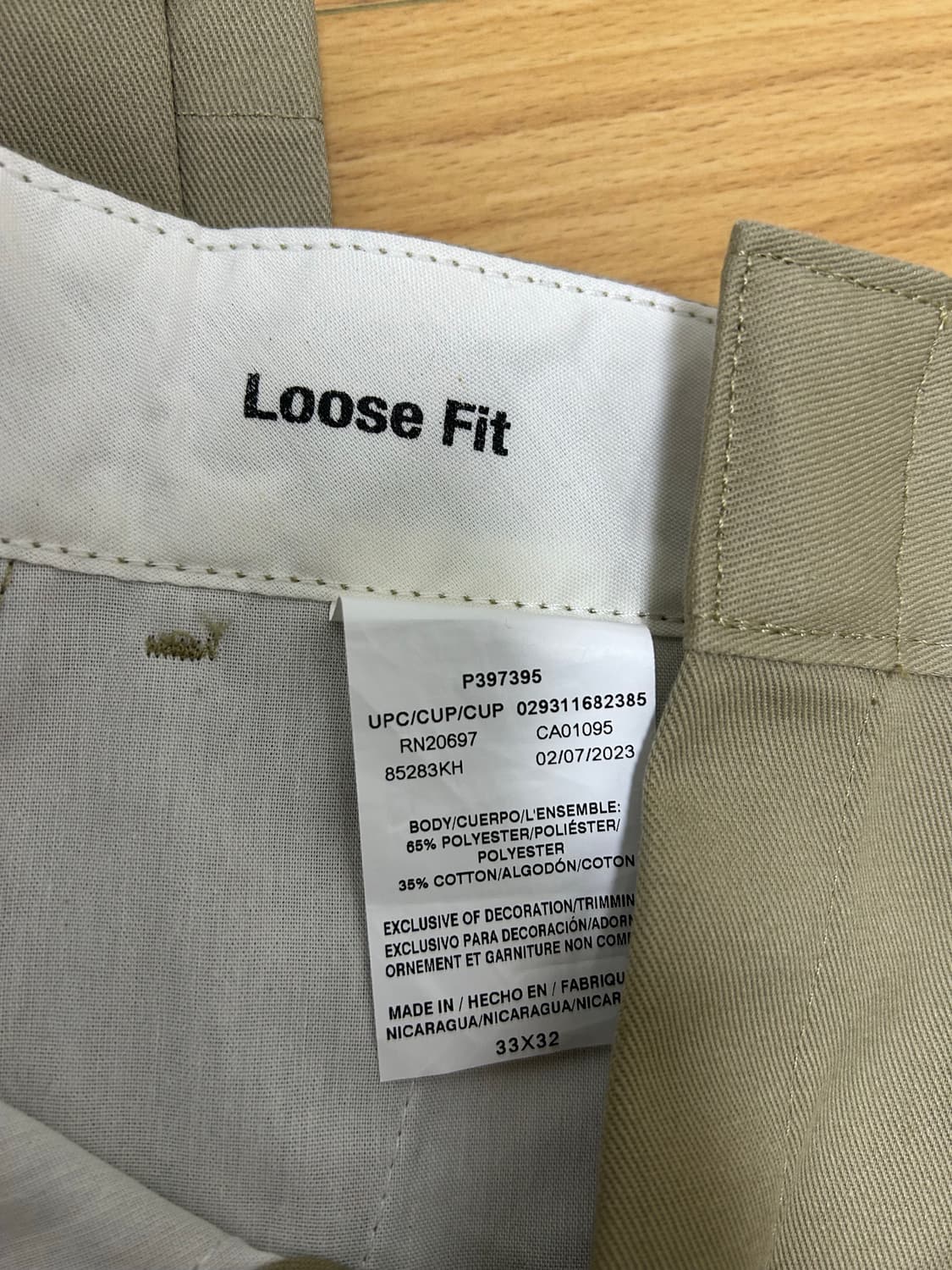 [33x32]디키즈 더블니 85283 루즈핏 워크팬츠 Khaki 상품이미지2