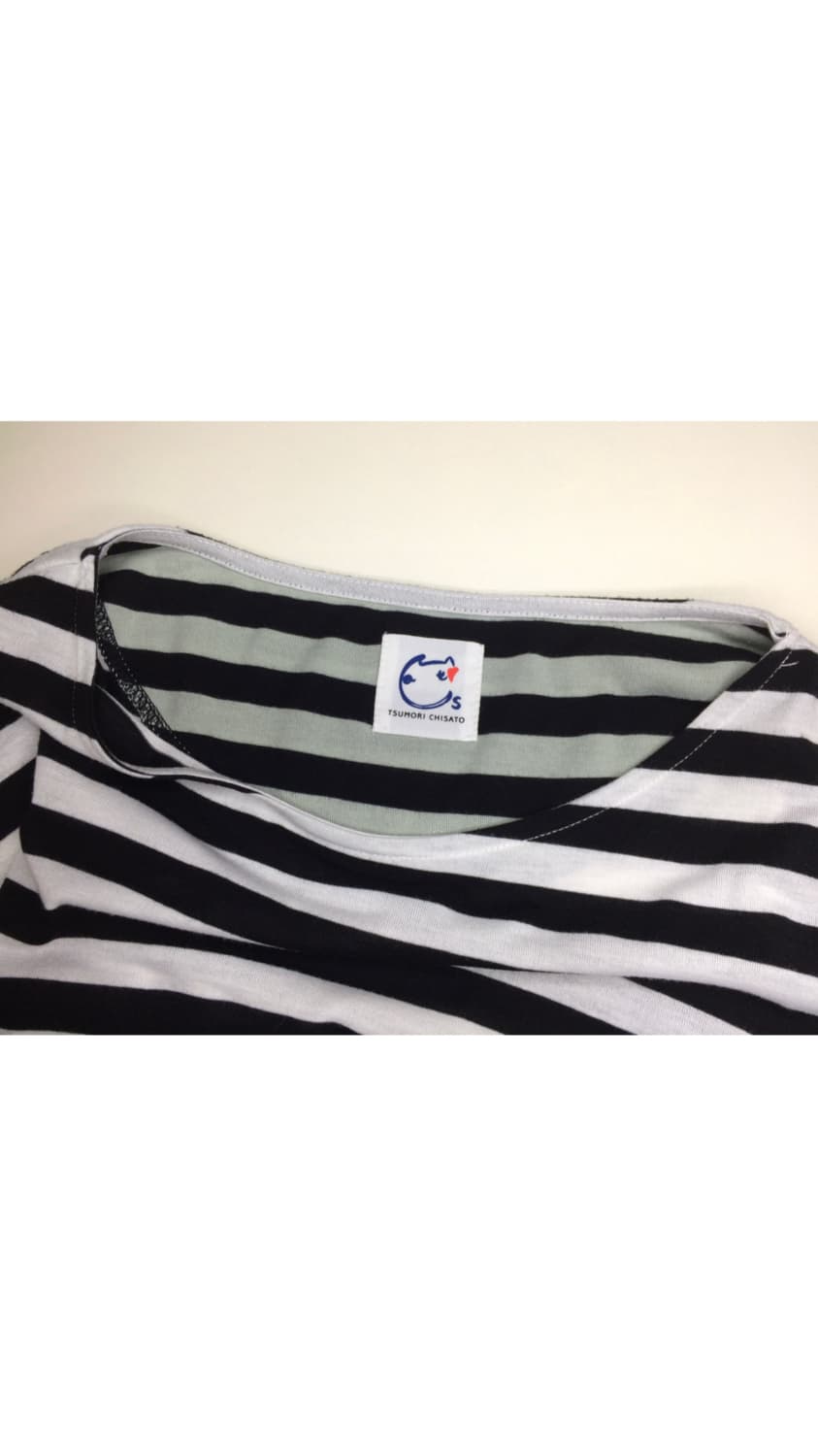 츠모리 치사토 스트라이프 캣 포켓 원피스 티셔츠 상품이미지5