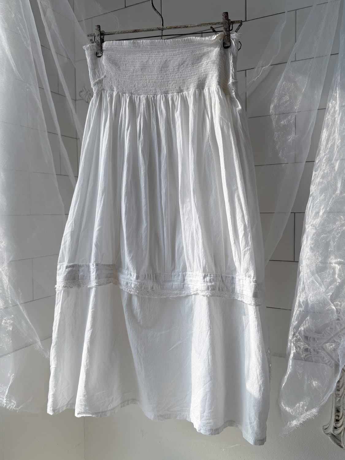 Linen Crochet Punching Skirt 0295 상품이미지5