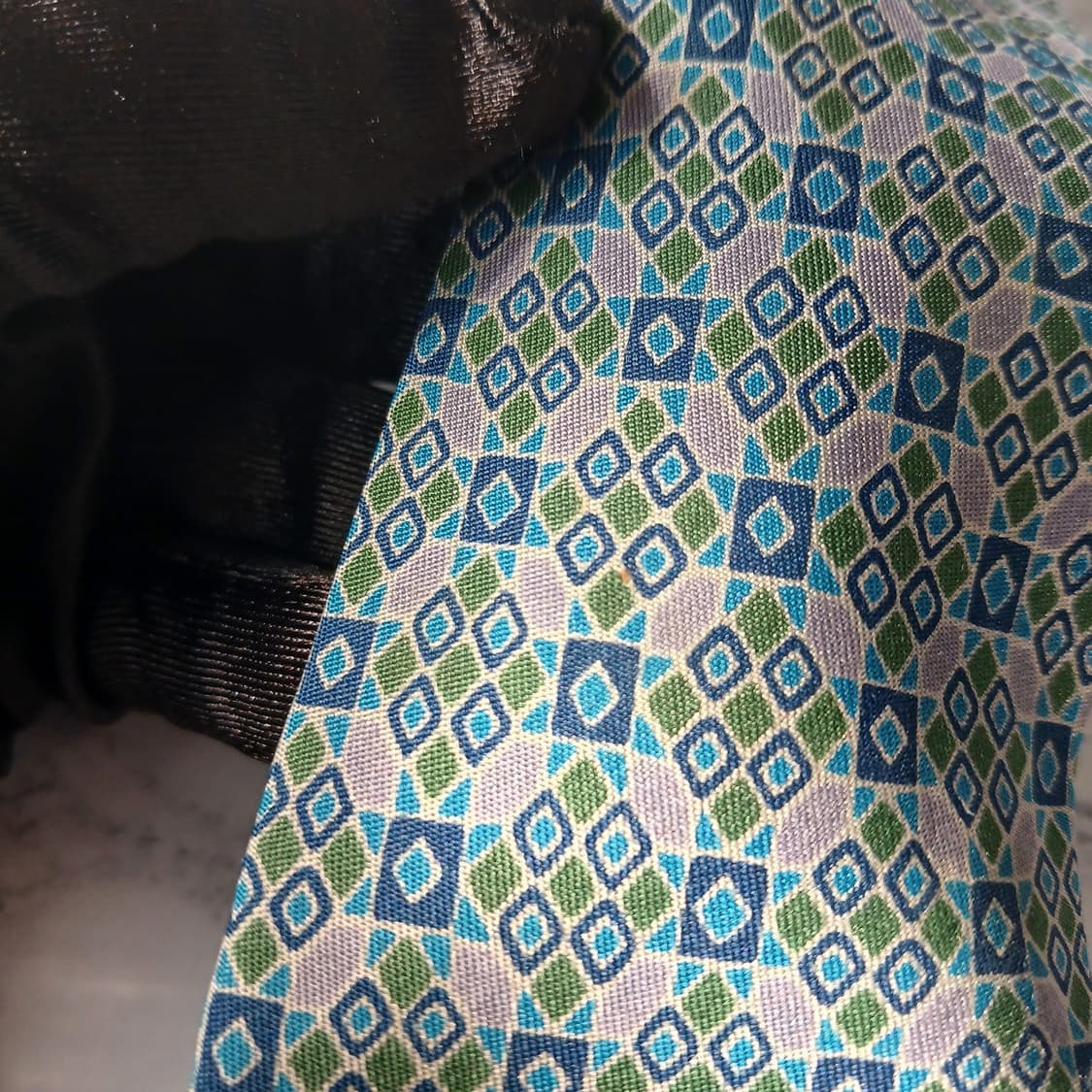 크리스찬 디올 실크 블루 기하학 패턴 넥타이 7.8cm B등급 E893 상품이미지9