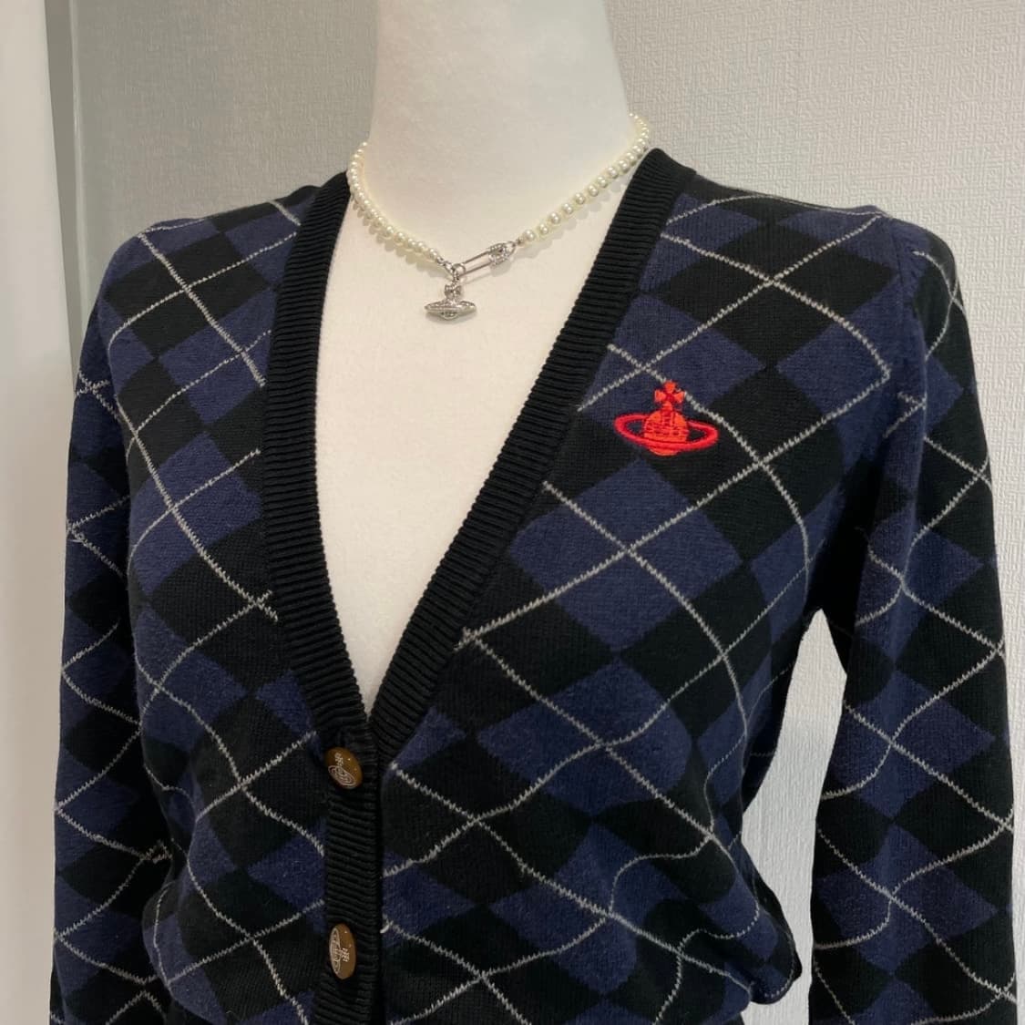 비비안웨스트우드 레드라벨 아가일 패턴 니트 가디건 상품이미지2