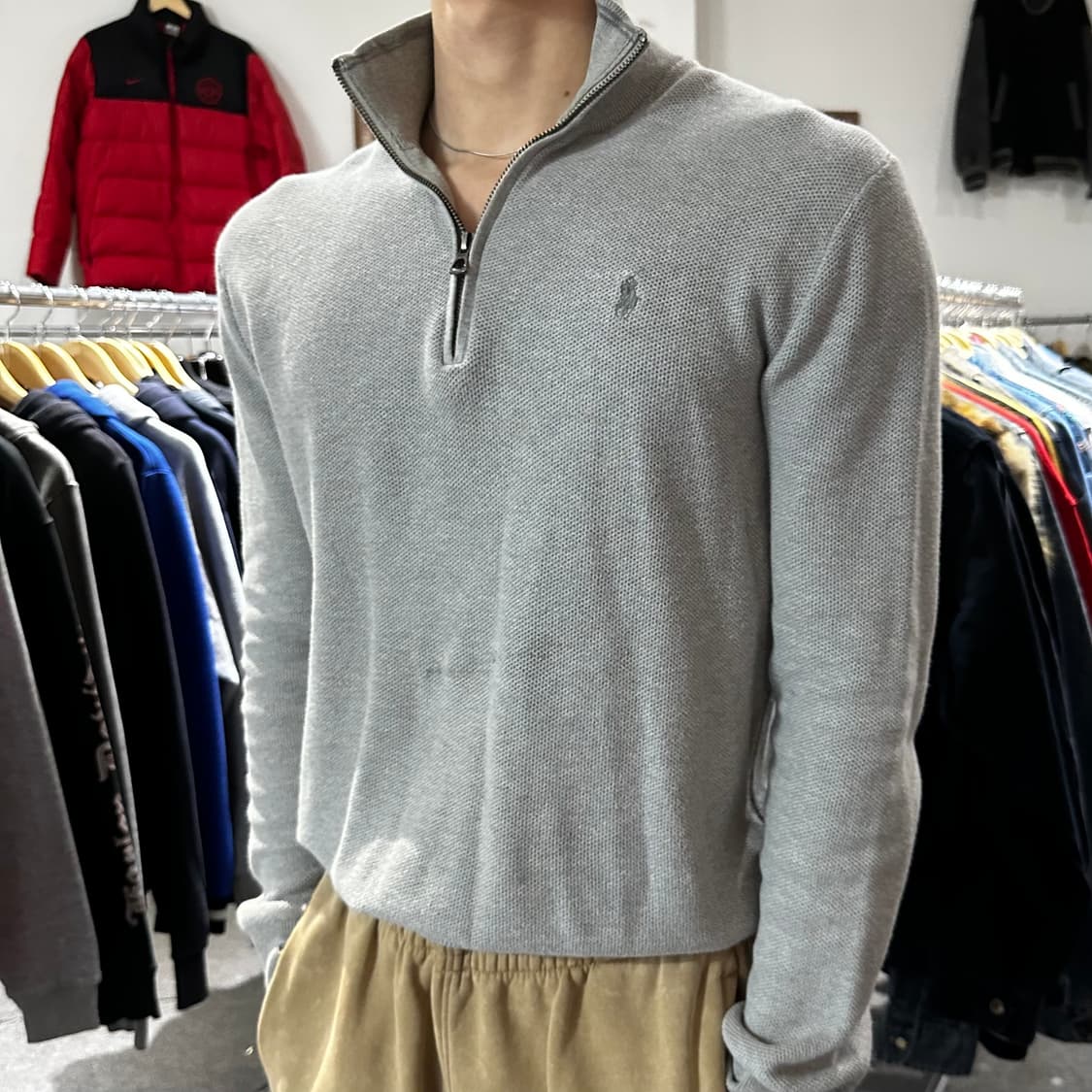 폴로 랄프로렌 그레이포니 반집업 니트 상품이미지1