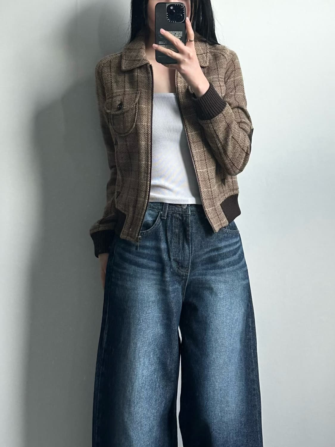 Vintage 빈티지 체크 블루종 자켓 상품이미지1