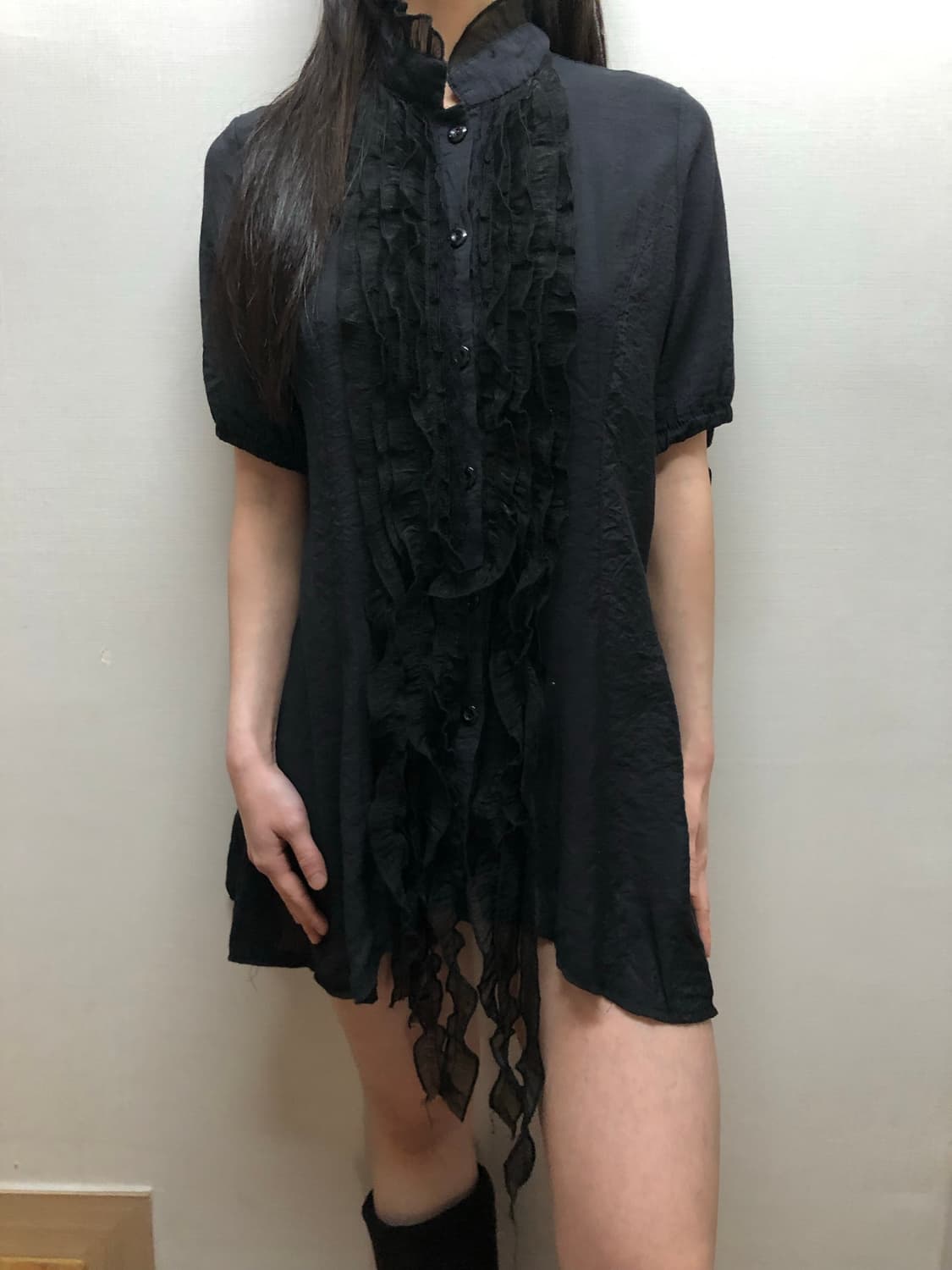 빈티지 블랙 프릴 미니 원피스 상품이미지1