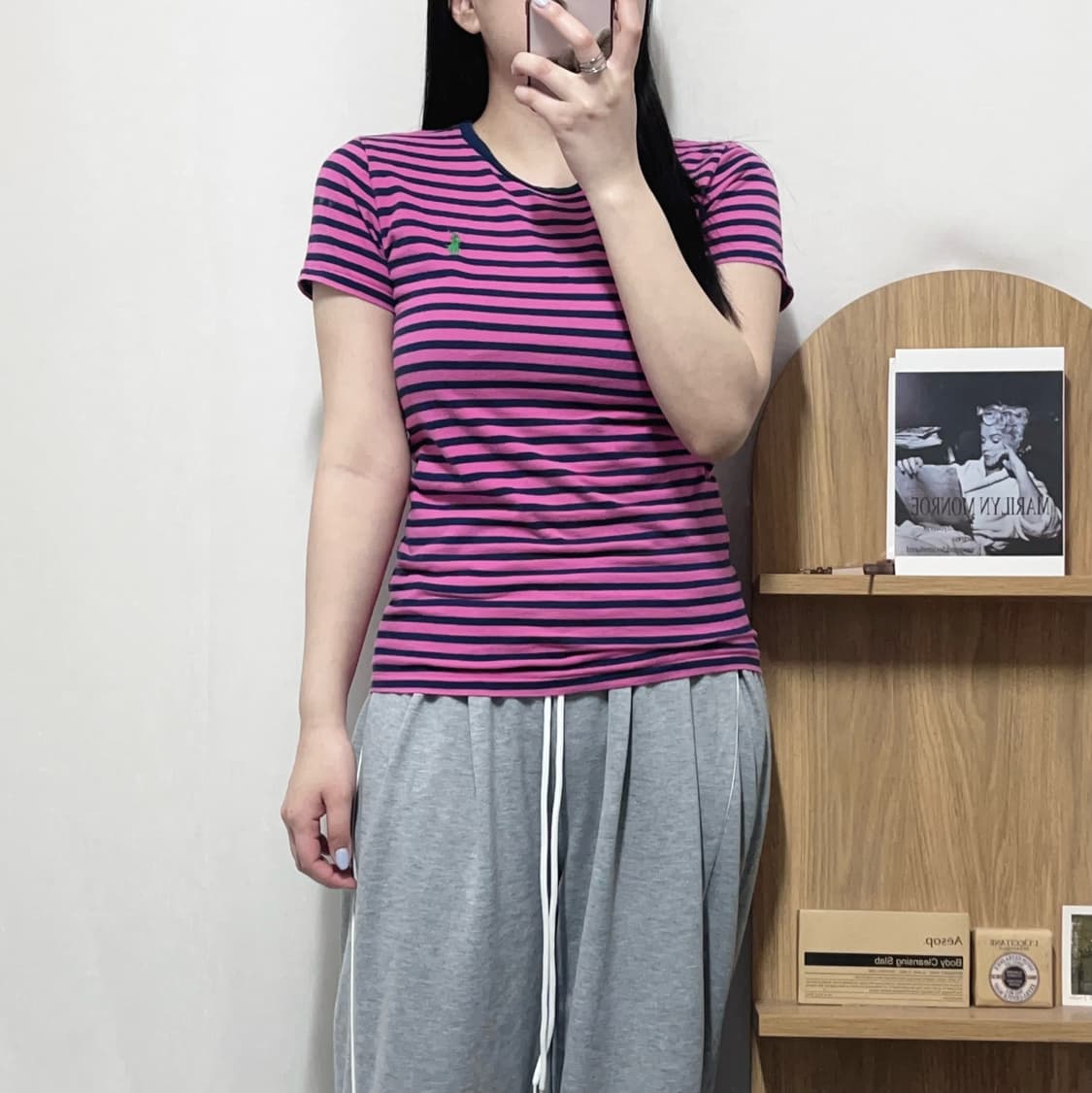 [정품] 폴로 플럼네이비 / 그린포니 단가라 반팔티 [ M ]  상품이미지2