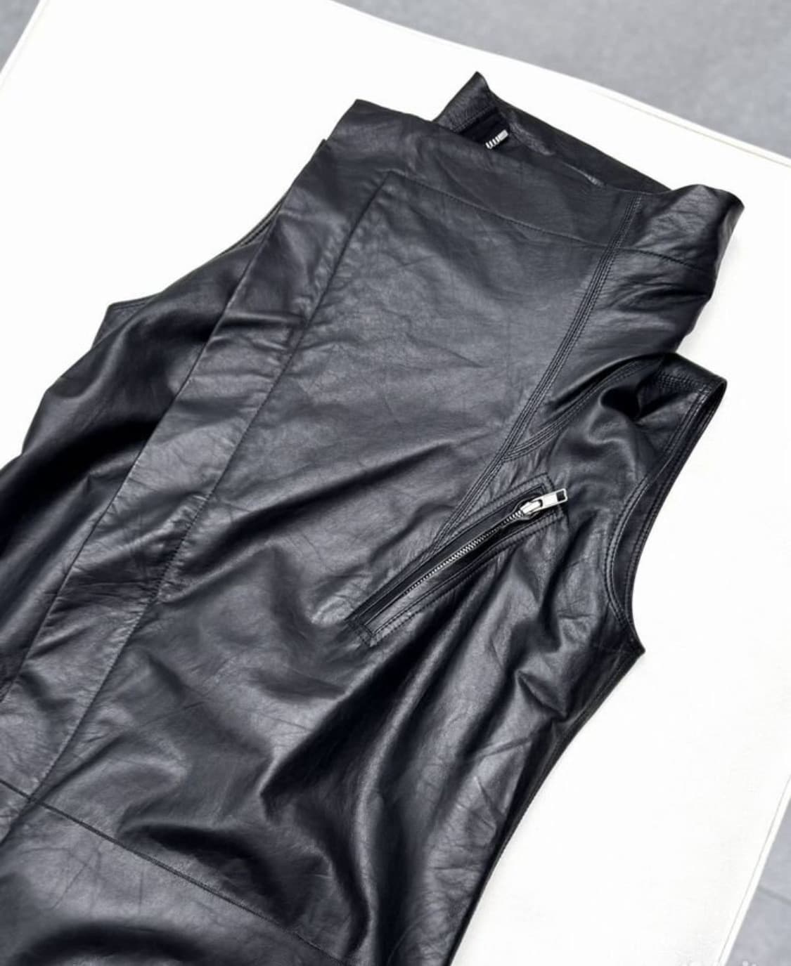 릭 오웬스 풀집업 롱 베스트(레더-리얼)40-ITA 사이즈-해외발송 상품이미지5