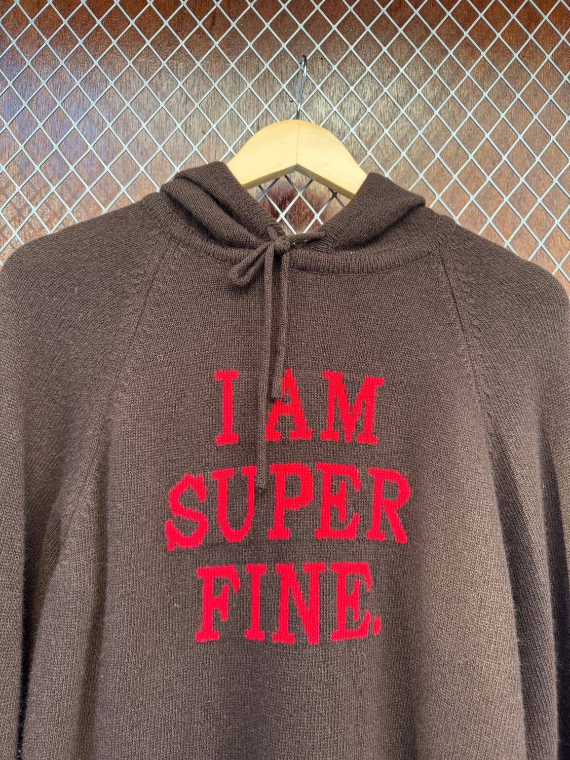 and you 앤유 캐시미어 로고 프린팅 빈티지 브라운 후드 니트 M 상품이미지3