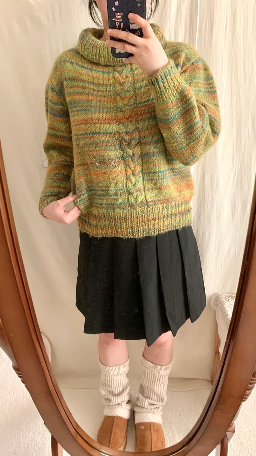 빈티지 무지개 목폴라 니트 상품이미지3