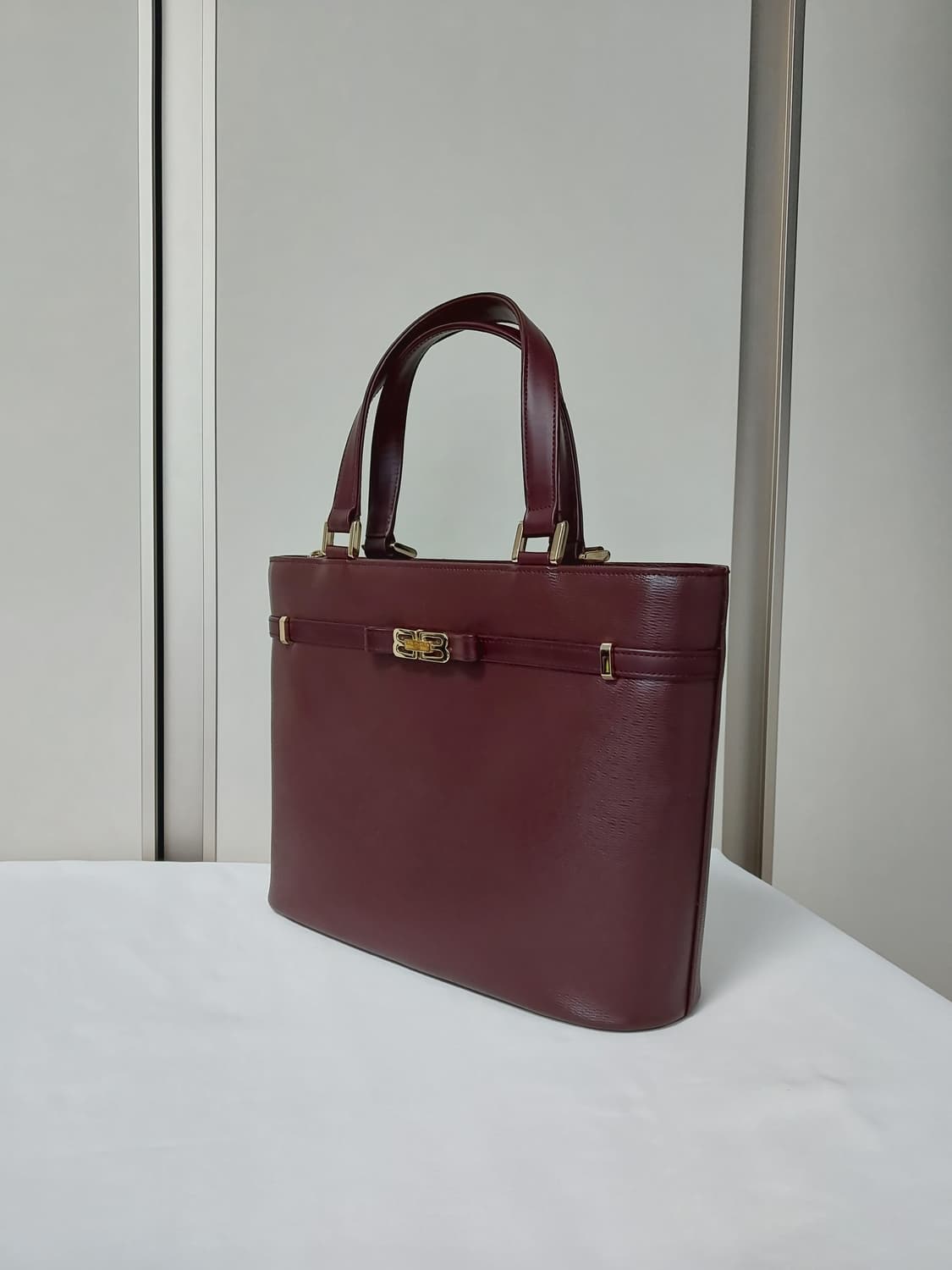 SALE🫶[정품] 발렌시아가 사피아노 버건디 레더 토트백 상품이미지3