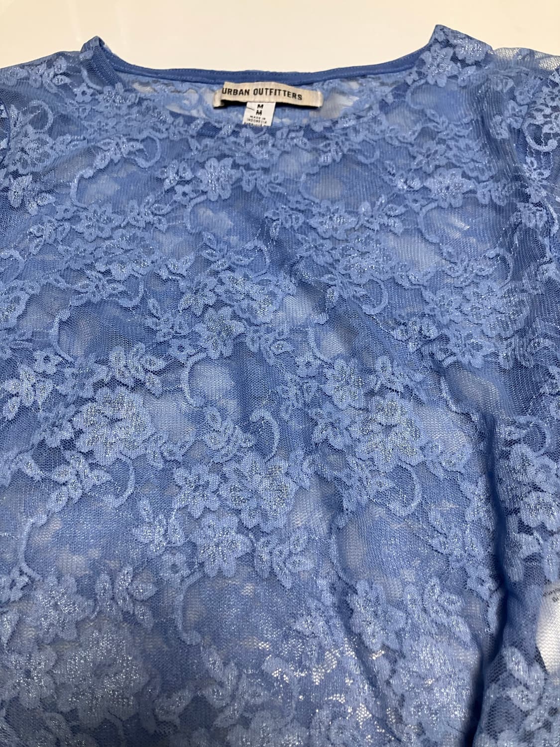 소라색 하늘색 얼반아웃피터스 레이스 탑 긴팔 크롭 레이어드 티 상품이미지3