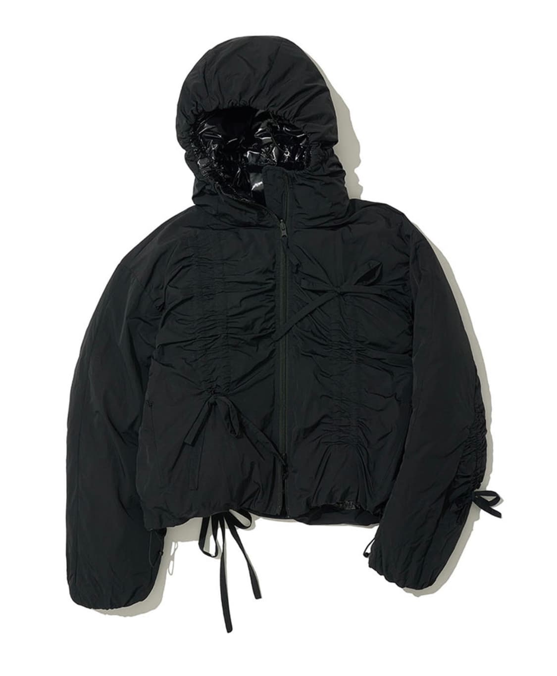 파르티멘토 리버시블 셔링 후디드 푸퍼 자켓_블랙 상품이미지1