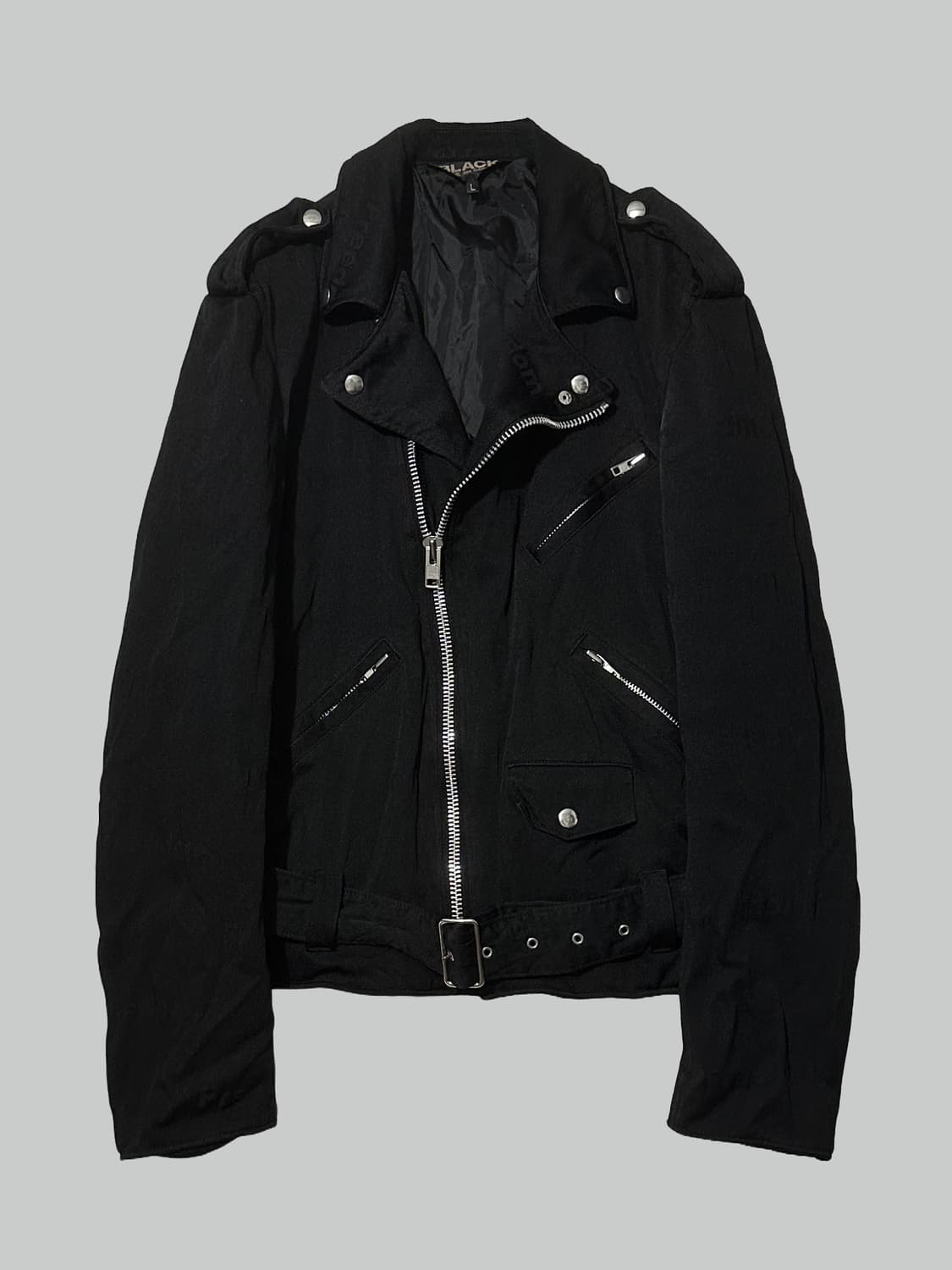 꼼데가르송 블랙 축융 폴리 라이더 자켓 상품이미지2