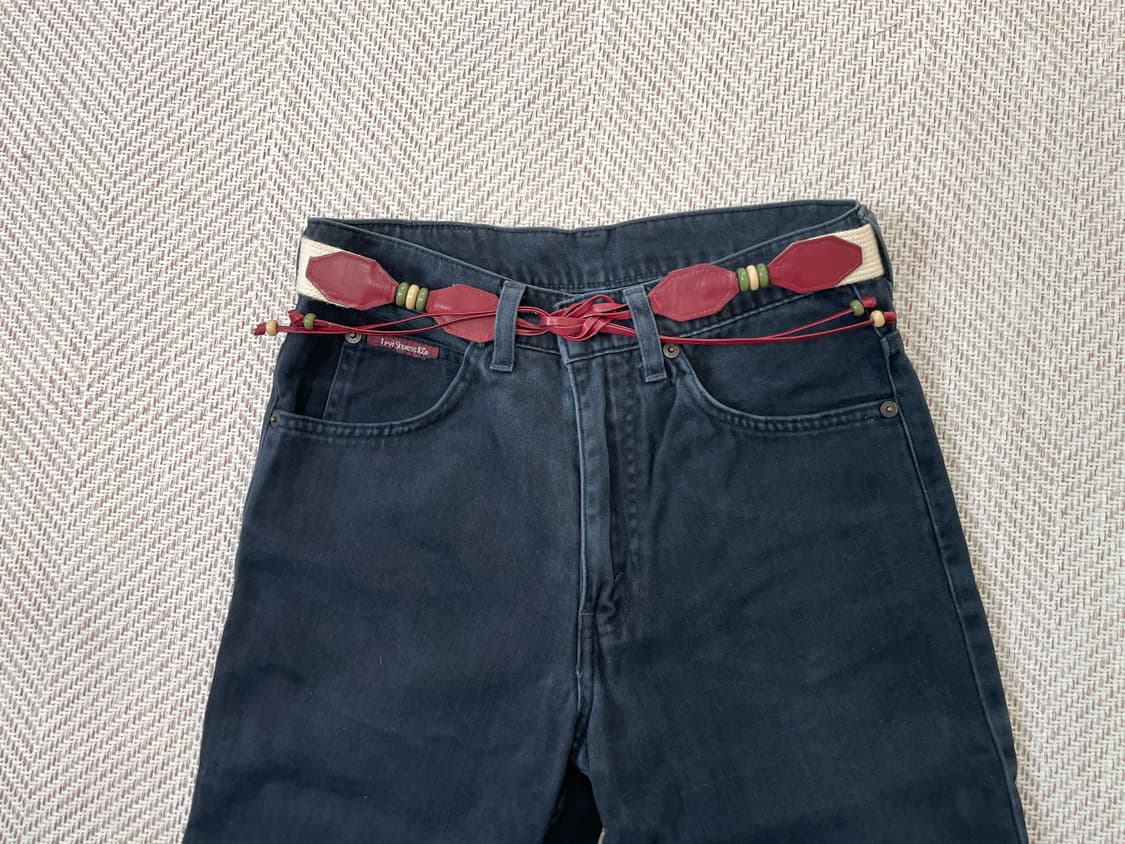 빈티지 웨스턴 비즈 스트랩 웨빙 벨트 J03879 상품이미지1