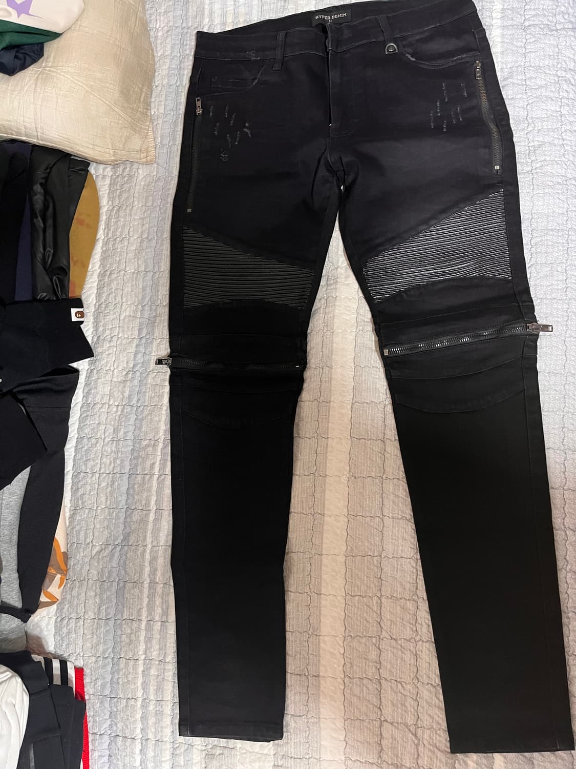 하이퍼데님 블랙모토지퍼진 34 상품이미지1