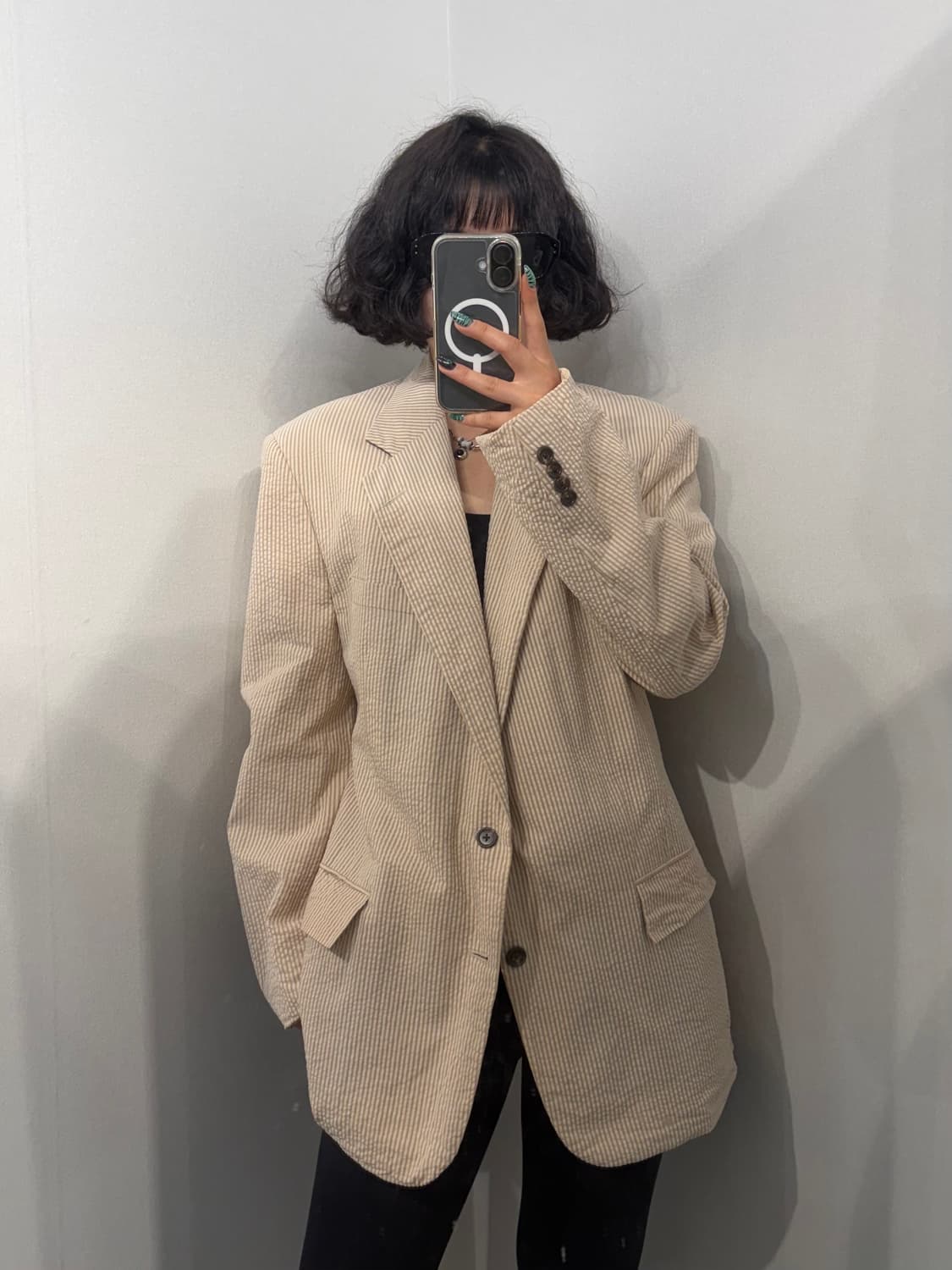 L 폴로 랄프 로렌 90s 올드스쿨 스트라이프 블레이저 자켓 크림 상품이미지1