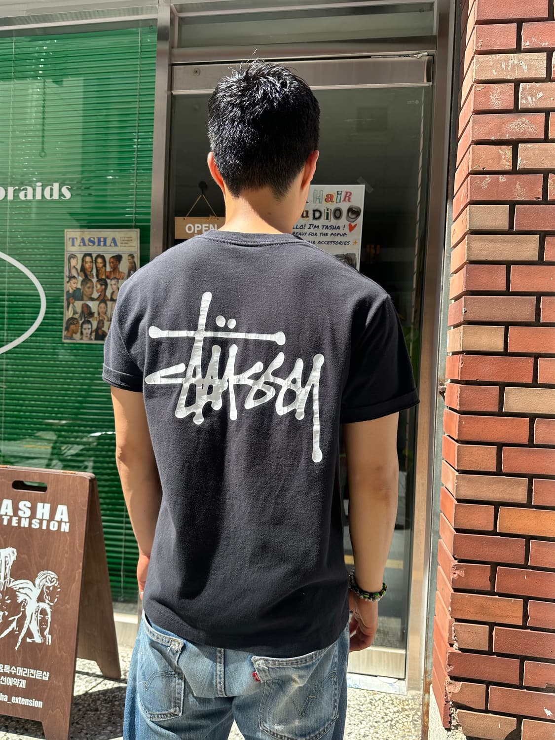 Stussy basic logo back print T-shirt 상품이미지2