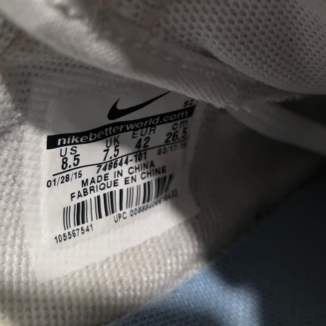 1w-12:나이키 레더 로우 스니커즈 화이트 265cm 상품이미지10