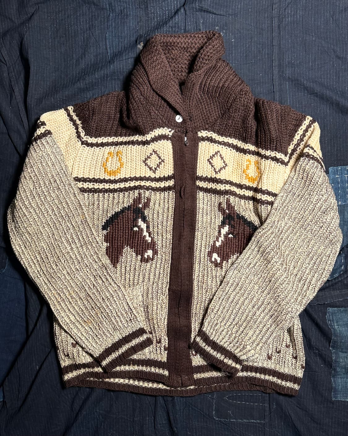 (70s 라이트닝지퍼) 70s Caldwell 홀스패턴 코위찬 스웨터 L 상품이미지1