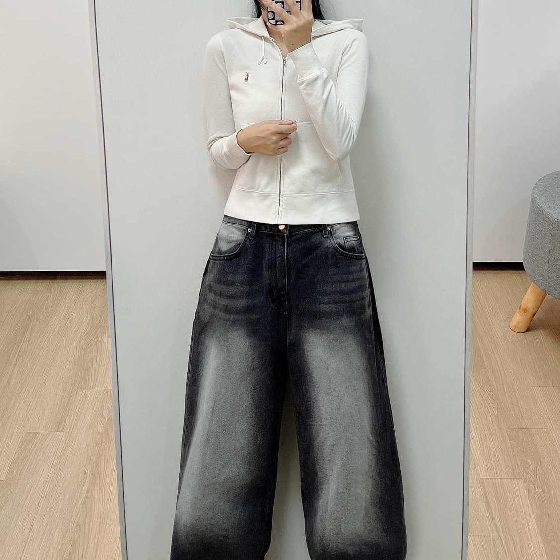 폴로 랄프로렌 자수로고 화이트 후드집업 상품이미지2