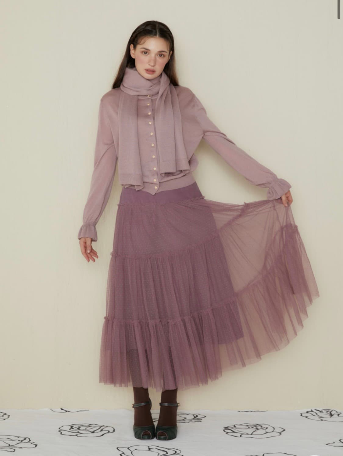 카티아조 블랙 레이블 럭셔리 울 머플러 빈티지핑크 새상품 상품이미지8