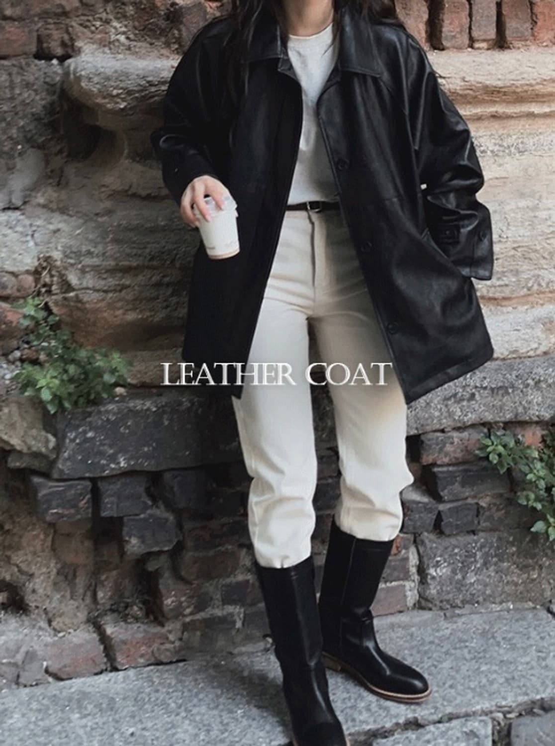 (새상품, 미착용) 슬로우앤드 베를린 비건 레더 트렌치코트 하프 블랙 봄 상품이미지2