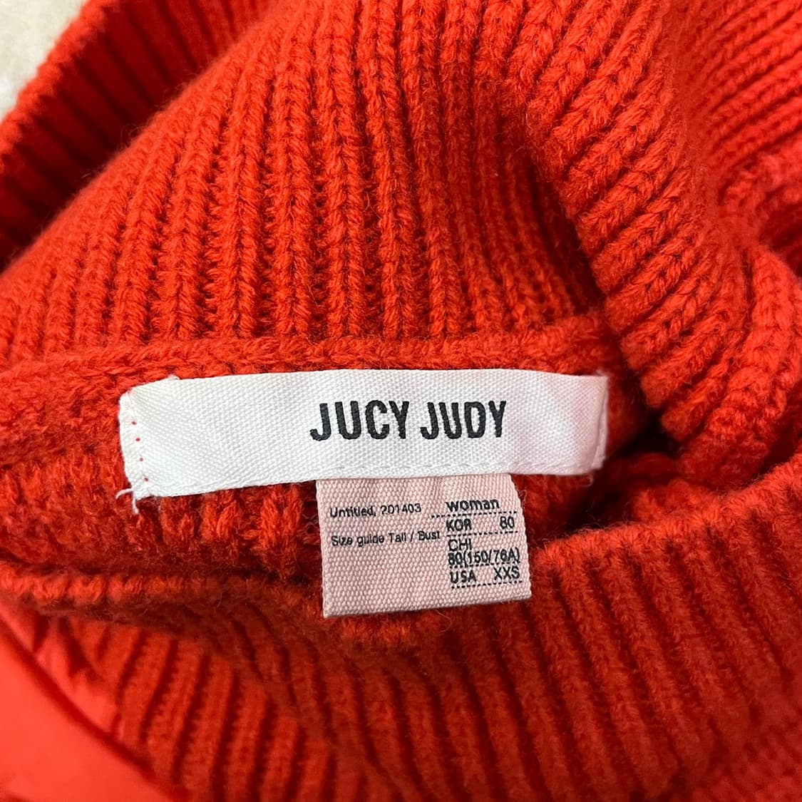 [정품/80] 쥬시 주디 배색 퀼팅 니트 탑 레드 네이비 블루 b18 상품이미지5