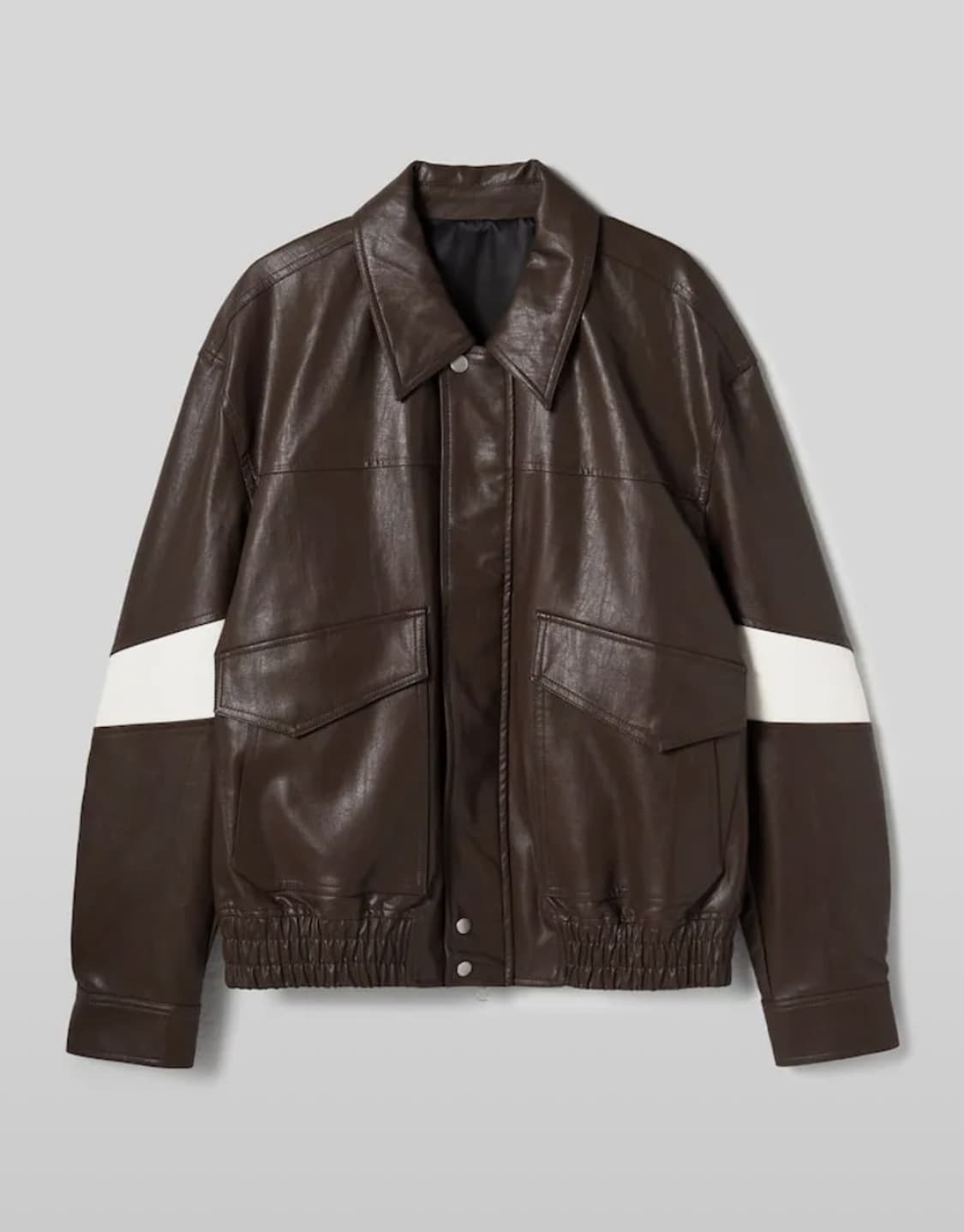 에잇세컨즈 배색 포인트 페이크레더 블루종 브라운 상품이미지3