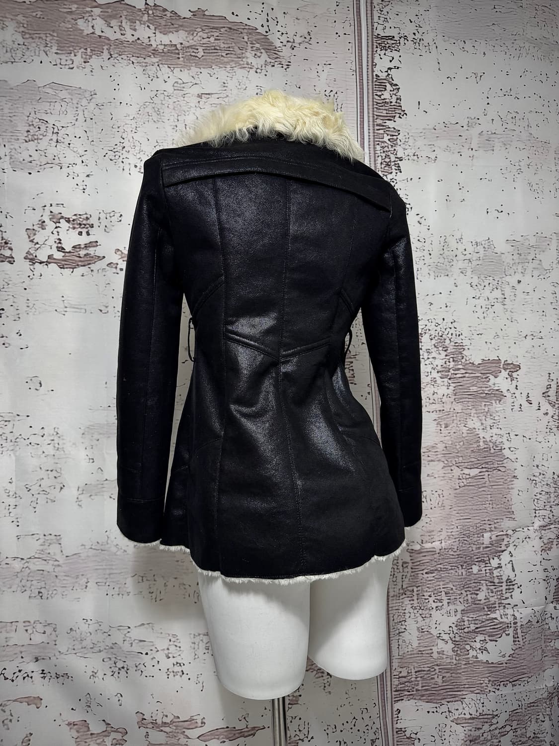 Black long shearling jacket 상품이미지4