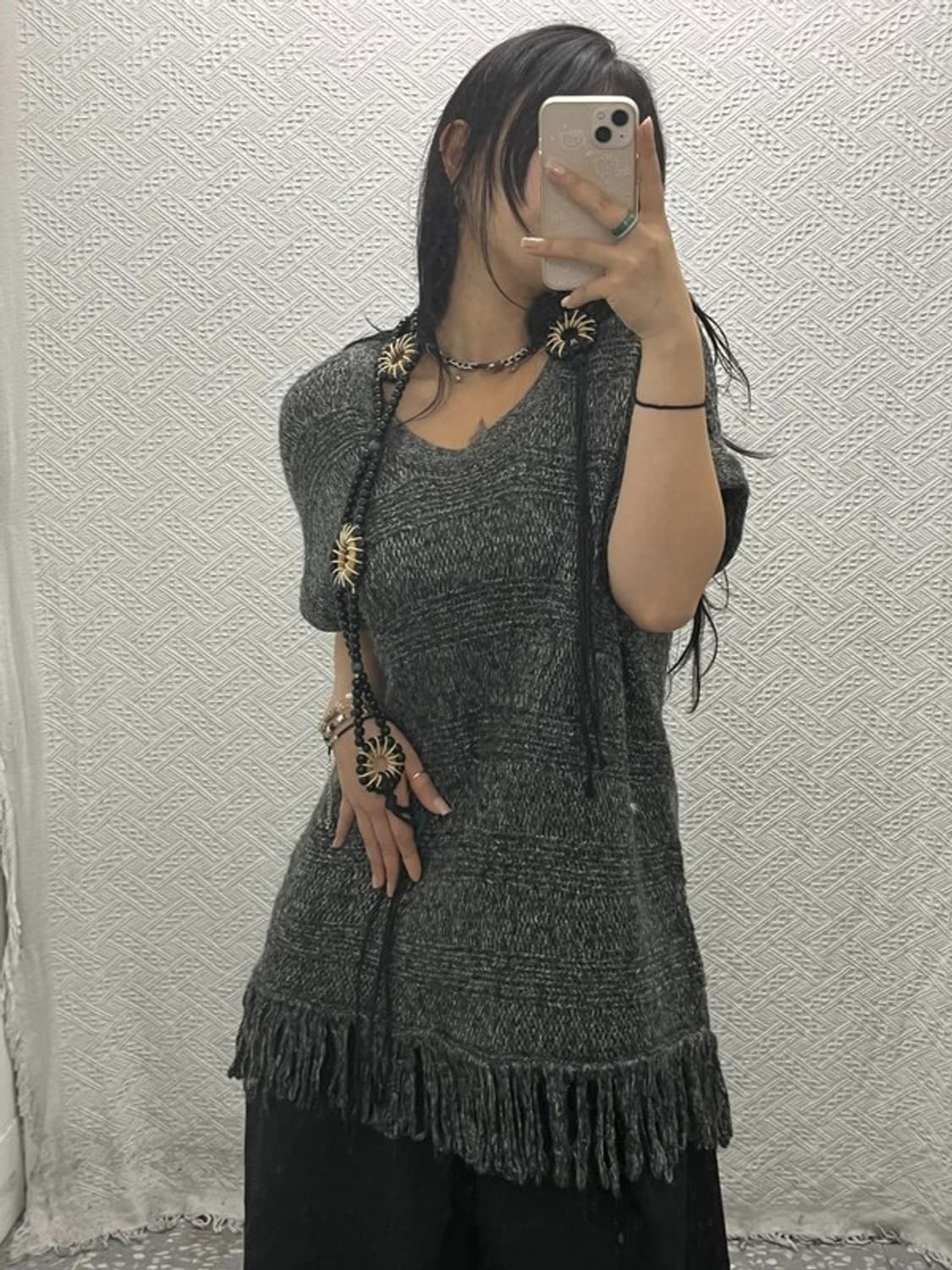 미치코 런던 보헤미안 프린지 래글런 태슬 디테일 니트 L C06519 상품이미지2