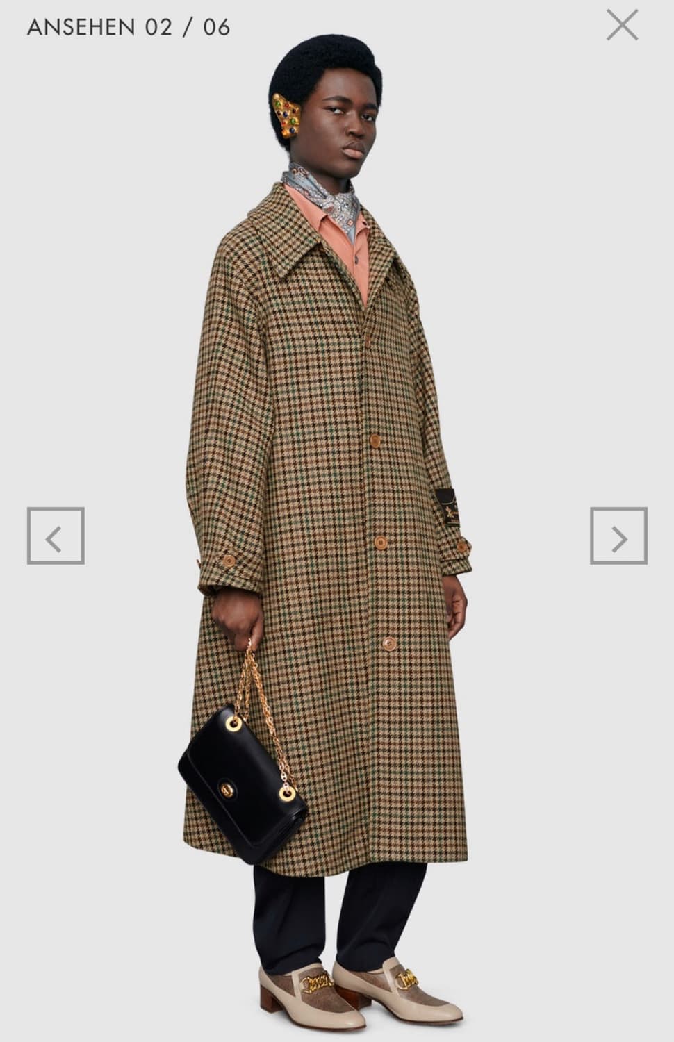 구찌(Gucci) 브라운 체크 남성 울 코트 상품이미지7