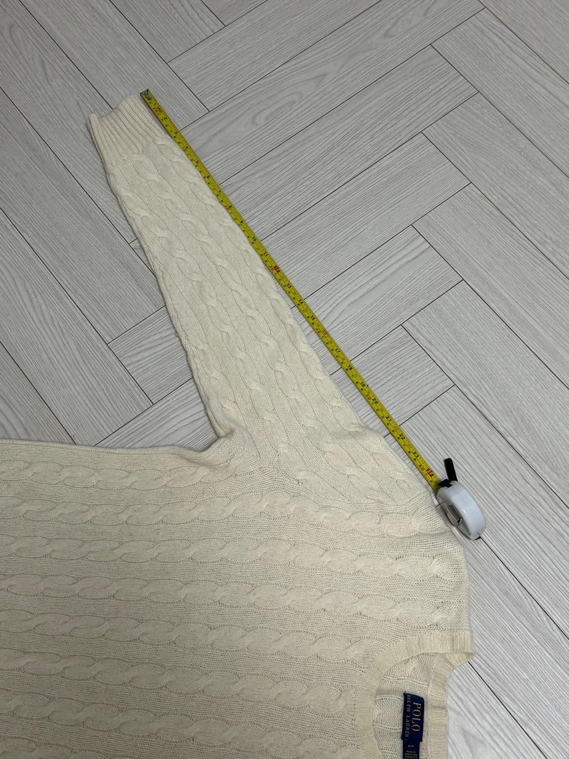 폴로 케이블니트 아이보리 라지 상품이미지4