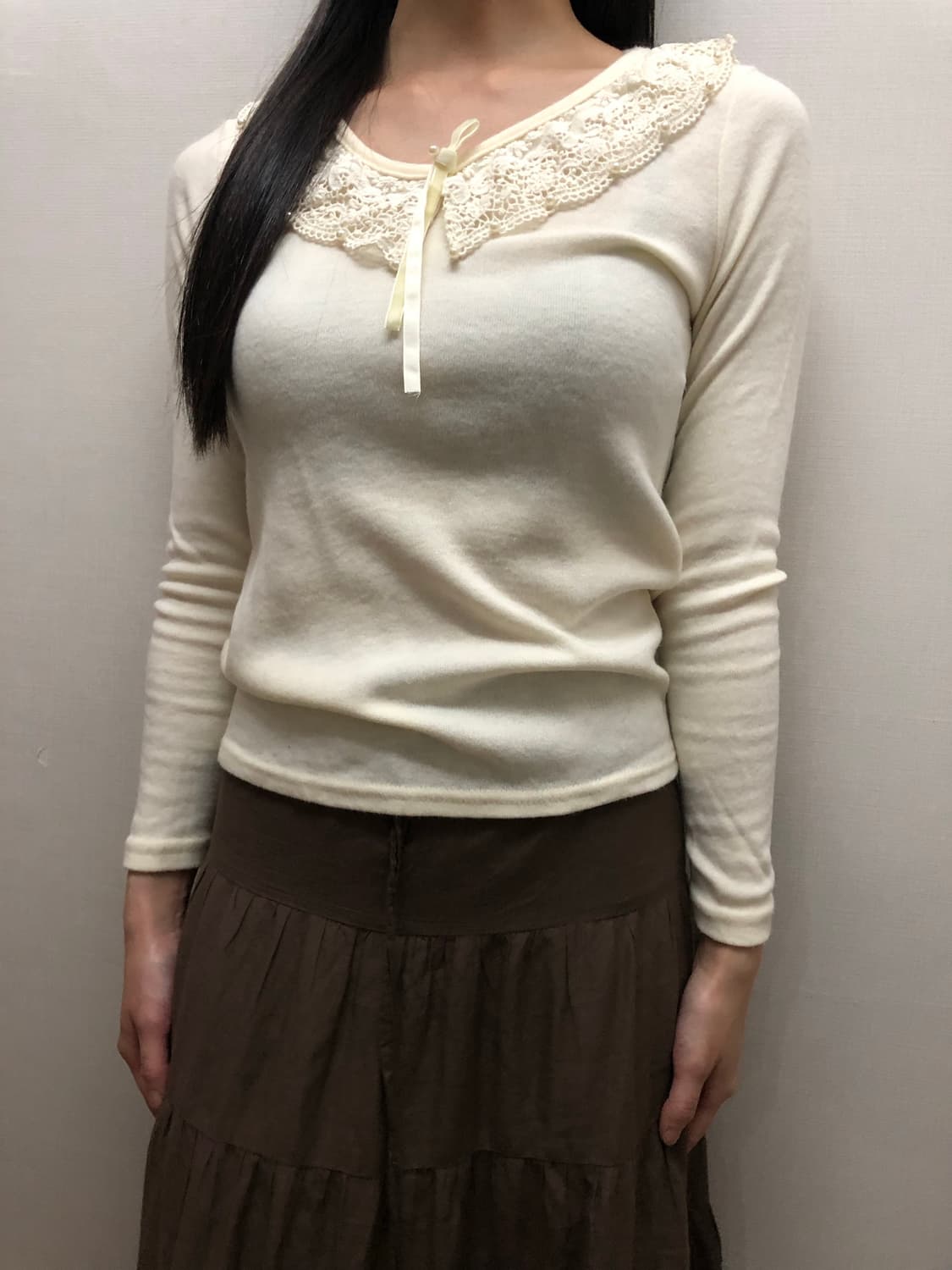 빈티지 아이보리 레이스 카라 티셔츠 상품이미지7