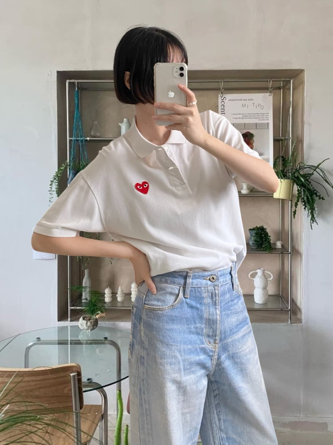 꼼데가르송 카라 1/2 티셔츠 (Woman XL) 상품이미지1