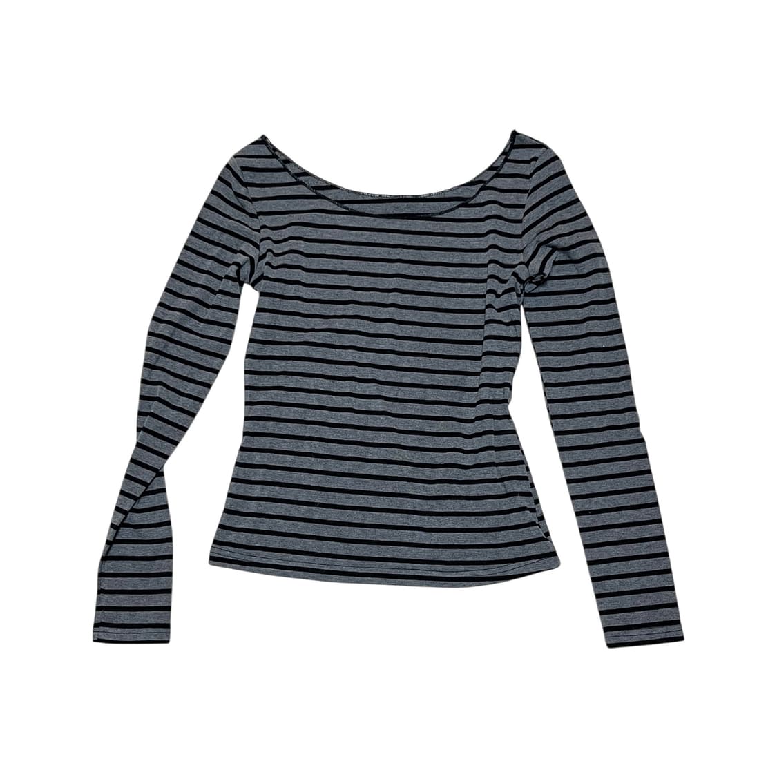 Stripe off-shoulder slim fit boat top 상품이미지1