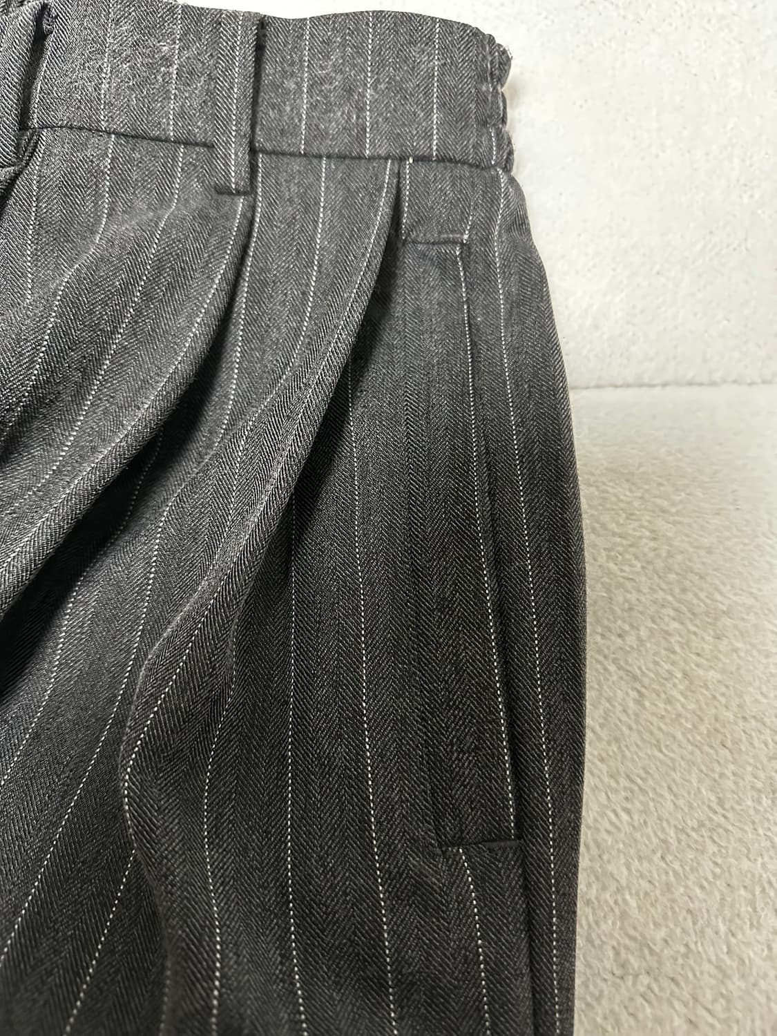 노운 wide taperd pants (stripe charcoal) 상품이미지5