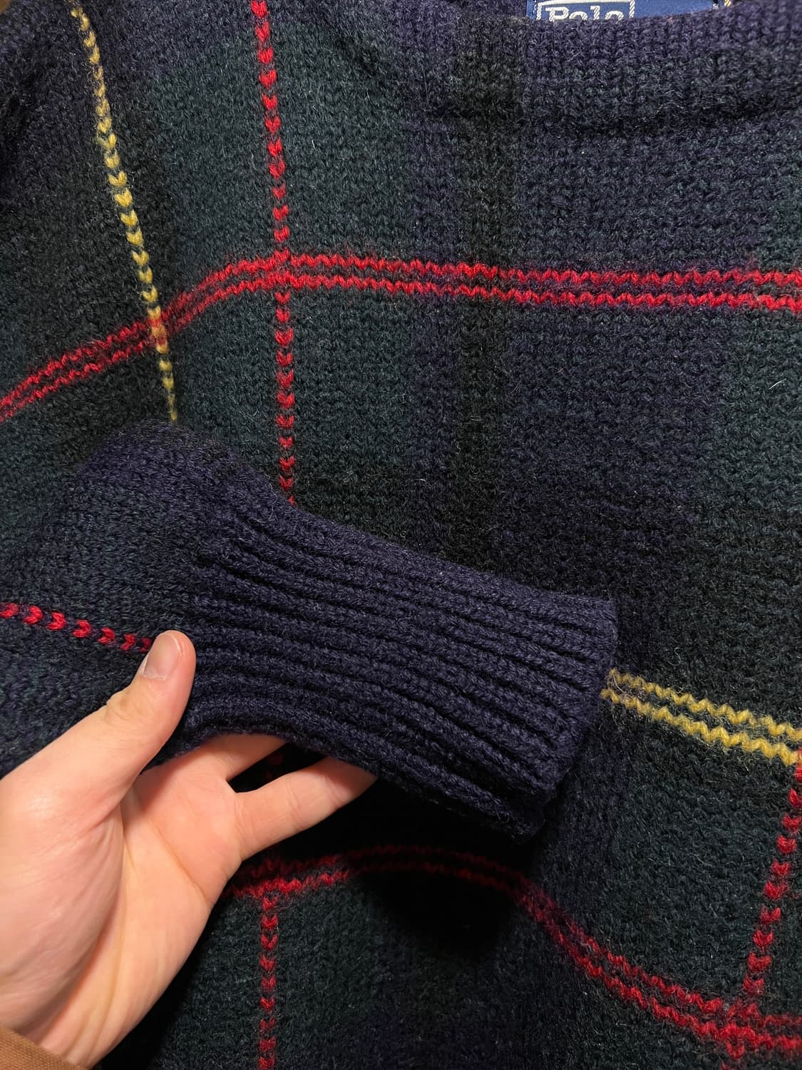 [L]폴로 랄프로렌 다크그린 타탄체크 울 스웨터 상품이미지4