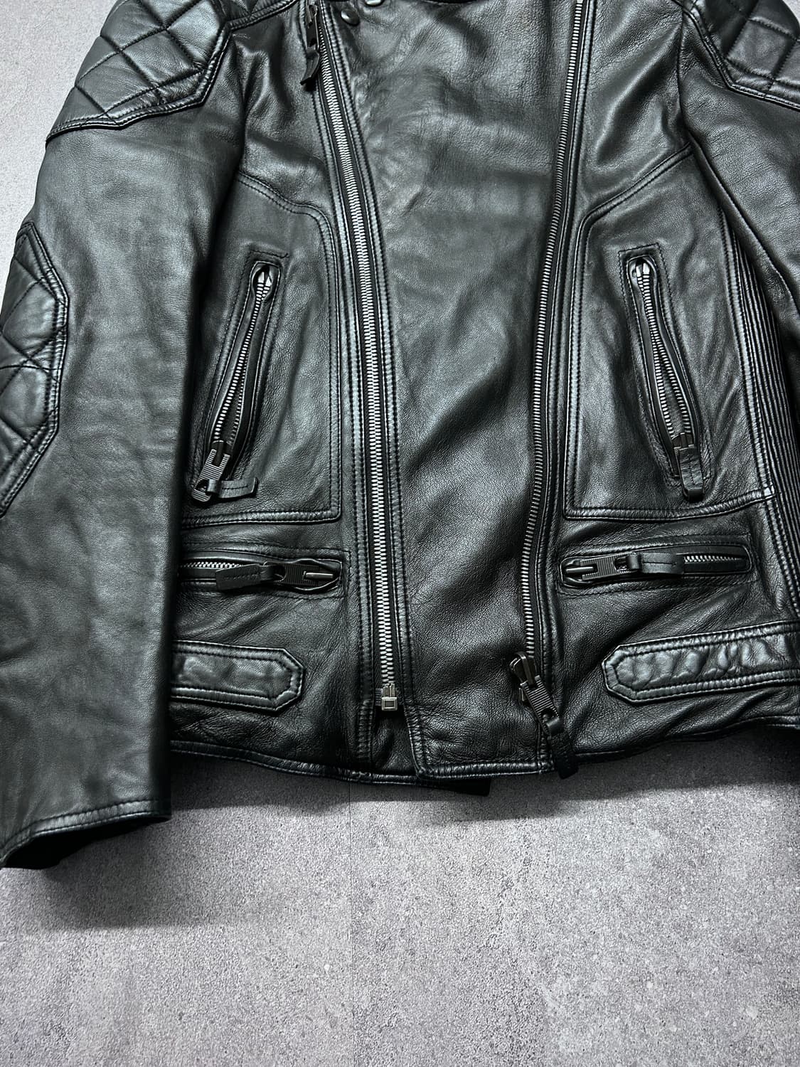 타임 옴므 퀼티드 판넬 사선 램스킨 자켓 상품이미지4