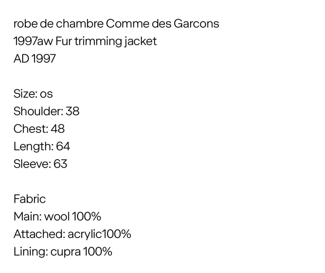 꼼데가르송 퍼 트리밍 자켓 상품이미지4