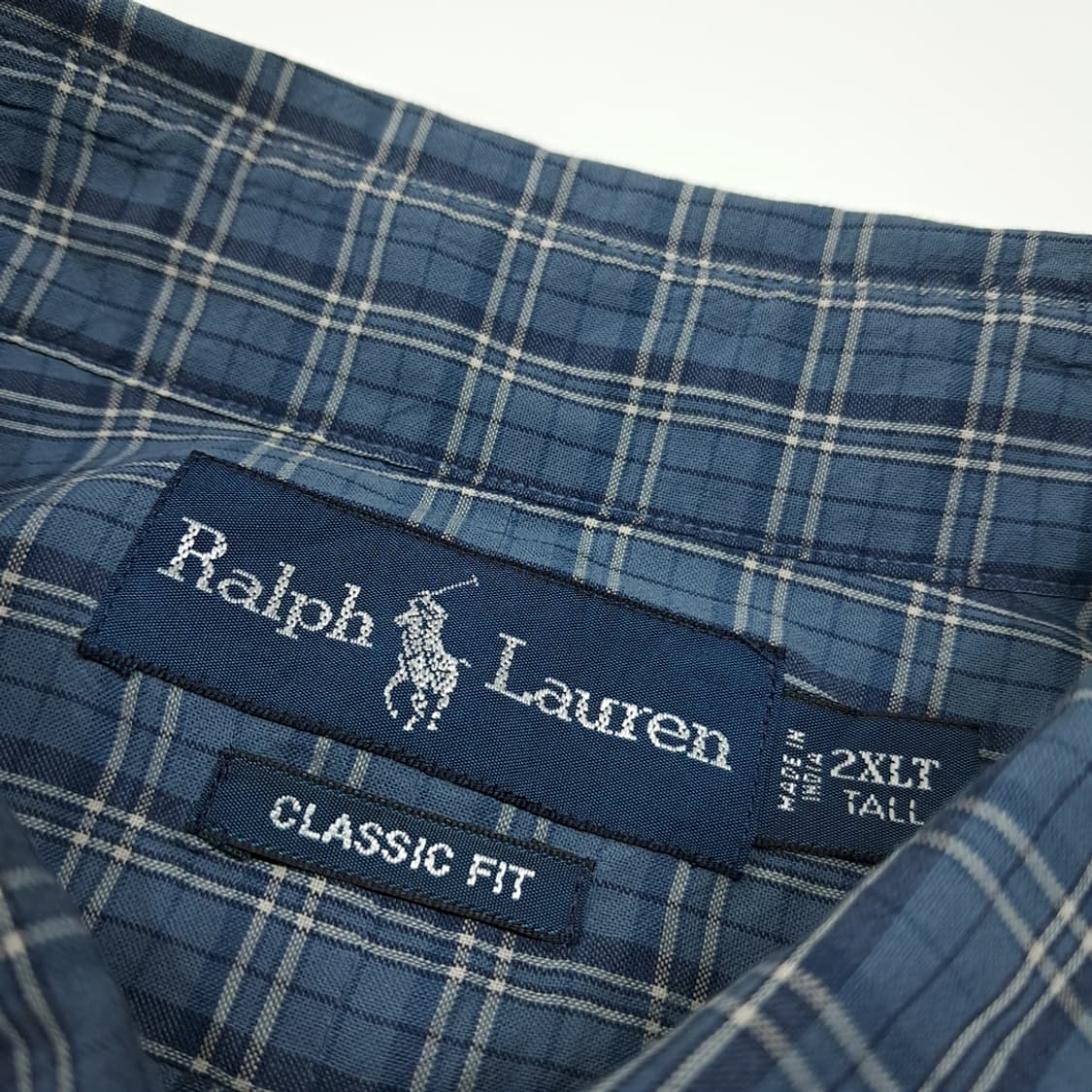CK048 2XLT 폴로 00s 네이비 스몰 타탄체크 셔츠 남방 상품이미지3