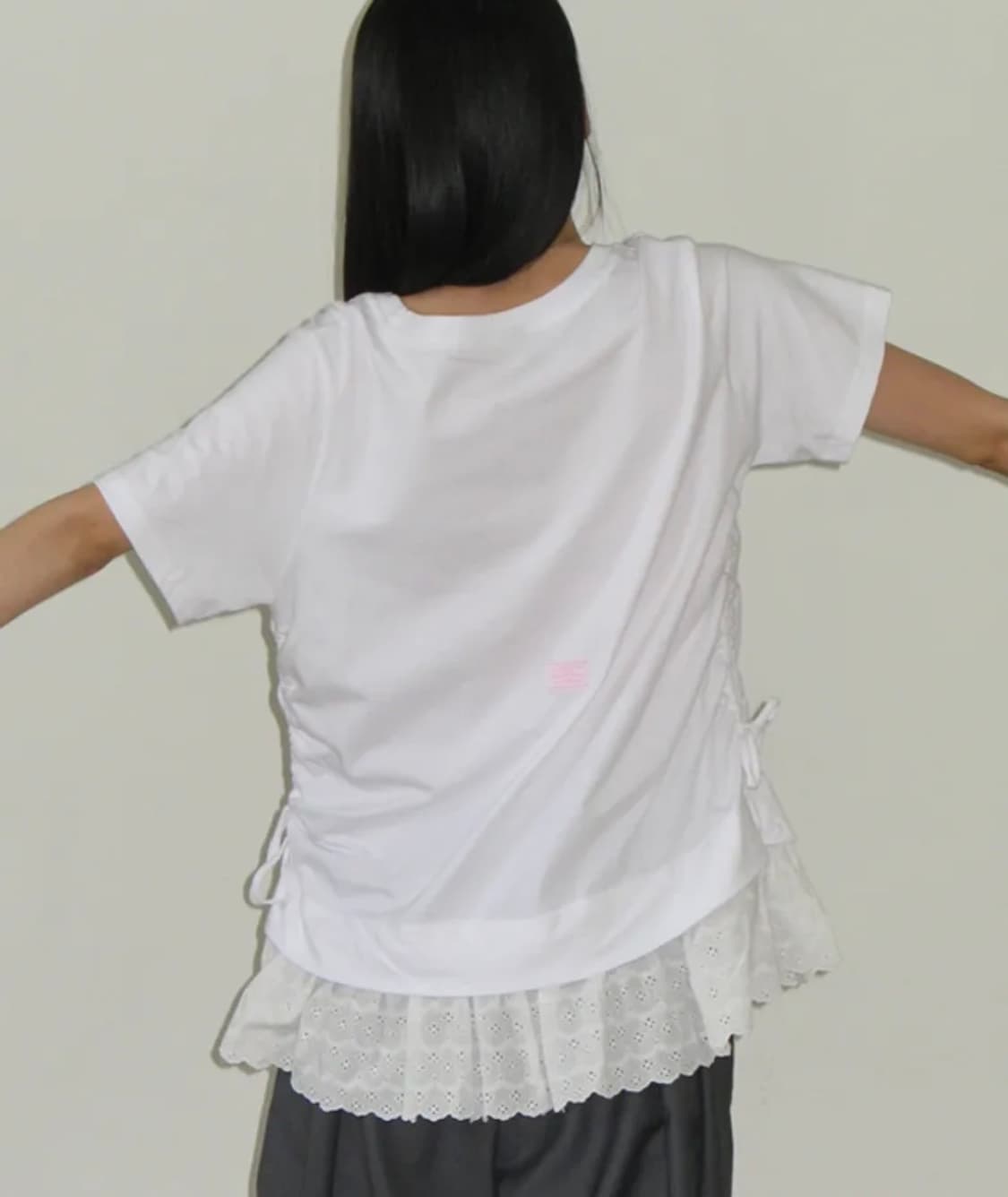 론론 레이스 셔링 레이어드 반팔 상품이미지2