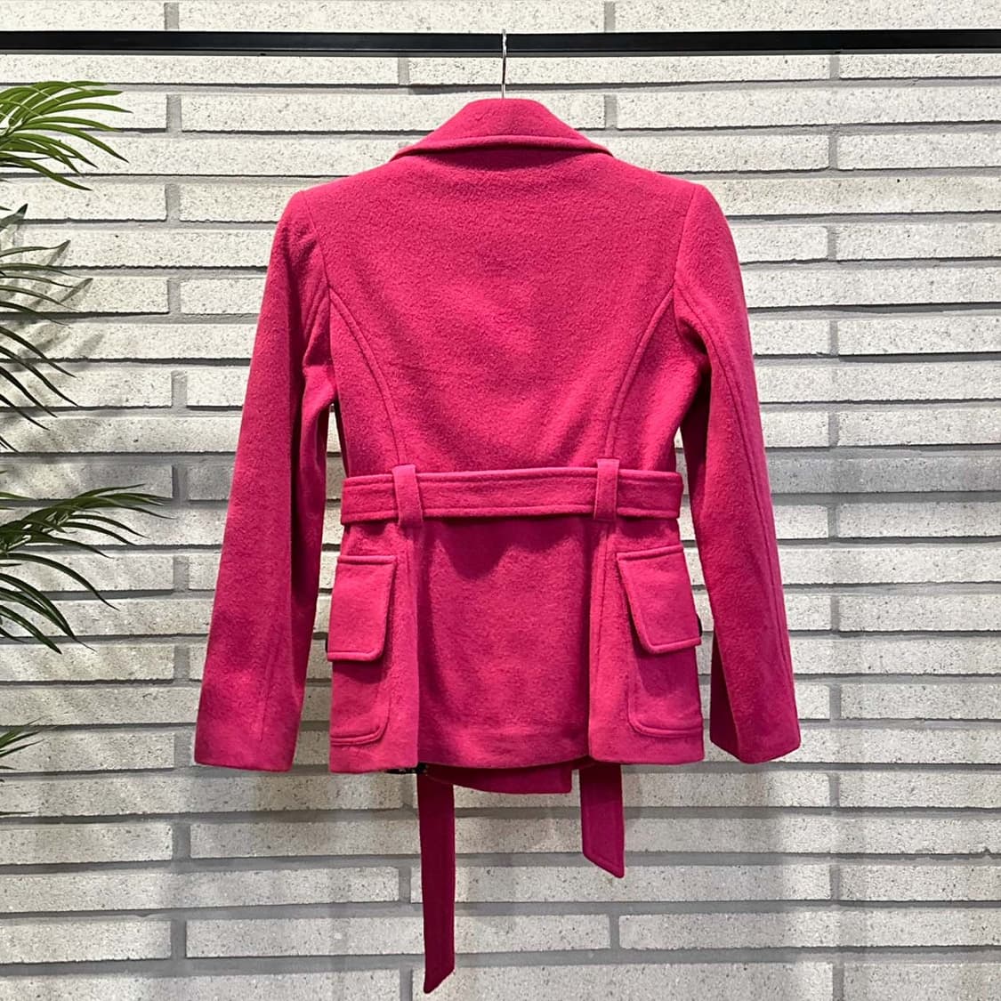 돌체앤가바나 더블 하프 코트 벨티드 투포켓 패턴 안감 디테일 핑크 상품이미지3