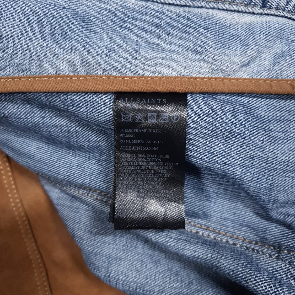 여성 S) 올세인츠 염소 스웨이드 지퍼 디테일 플레임 바이커 데님 자켓 상품이미지7