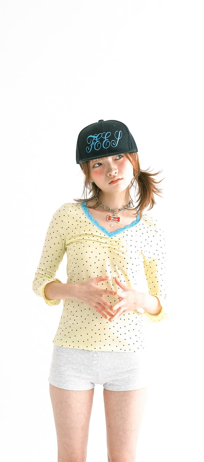 샵페어리 mini heart lace top (lemon) 1회착용 상품이미지1
