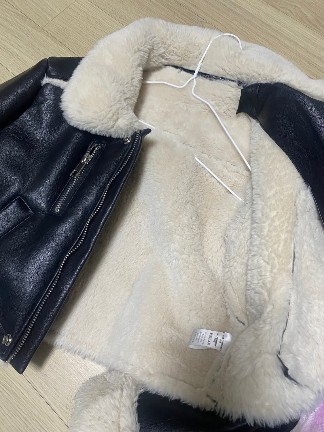 크랭크 무스탕 크롭 블랙 자켓 레더 가죽 퍼 상품이미지5