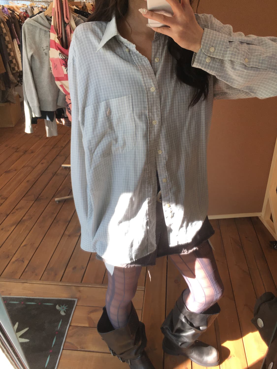 폴로 블루 믹스 체크 셔츠 상품이미지3