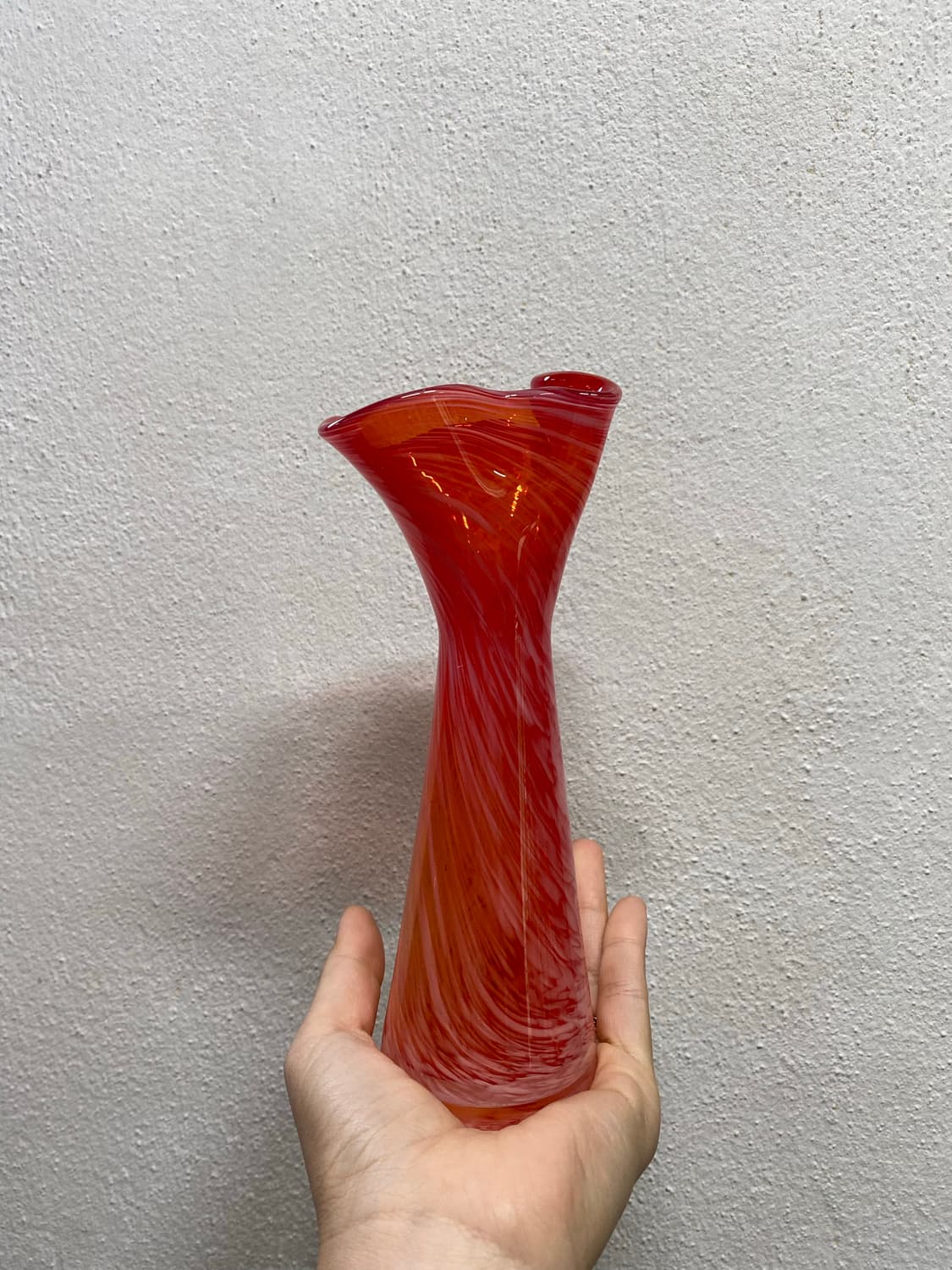 일본 유리공예 화병 마블 레드 상품이미지1