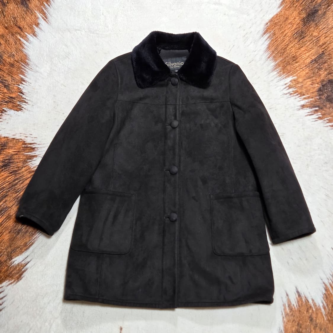 빈티지 콩버튼 무스탕 퍼 코트 자켓 상품이미지1