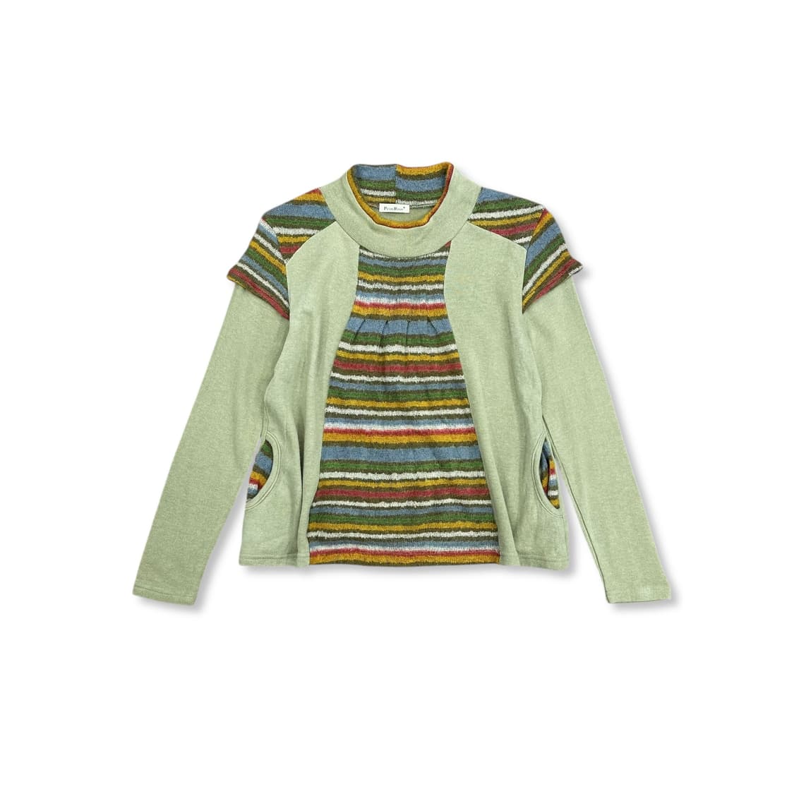 Cap Sleeve Striped Knit Top 상품이미지2