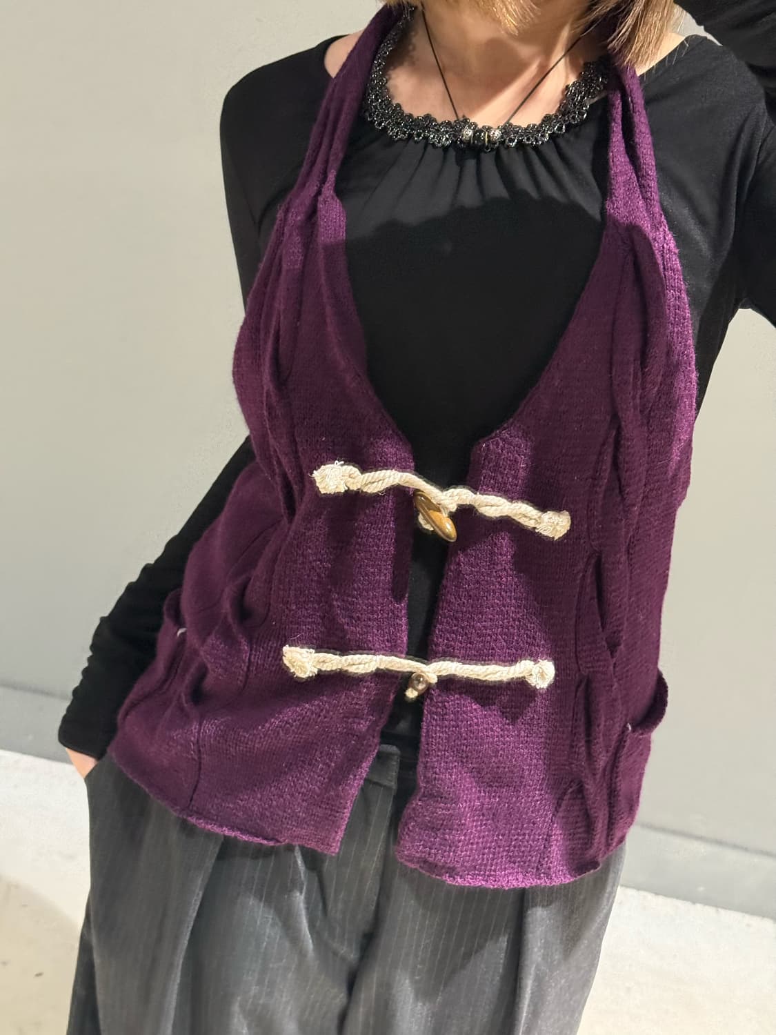 Cube sugar halter-neck duffle vest 상품이미지2