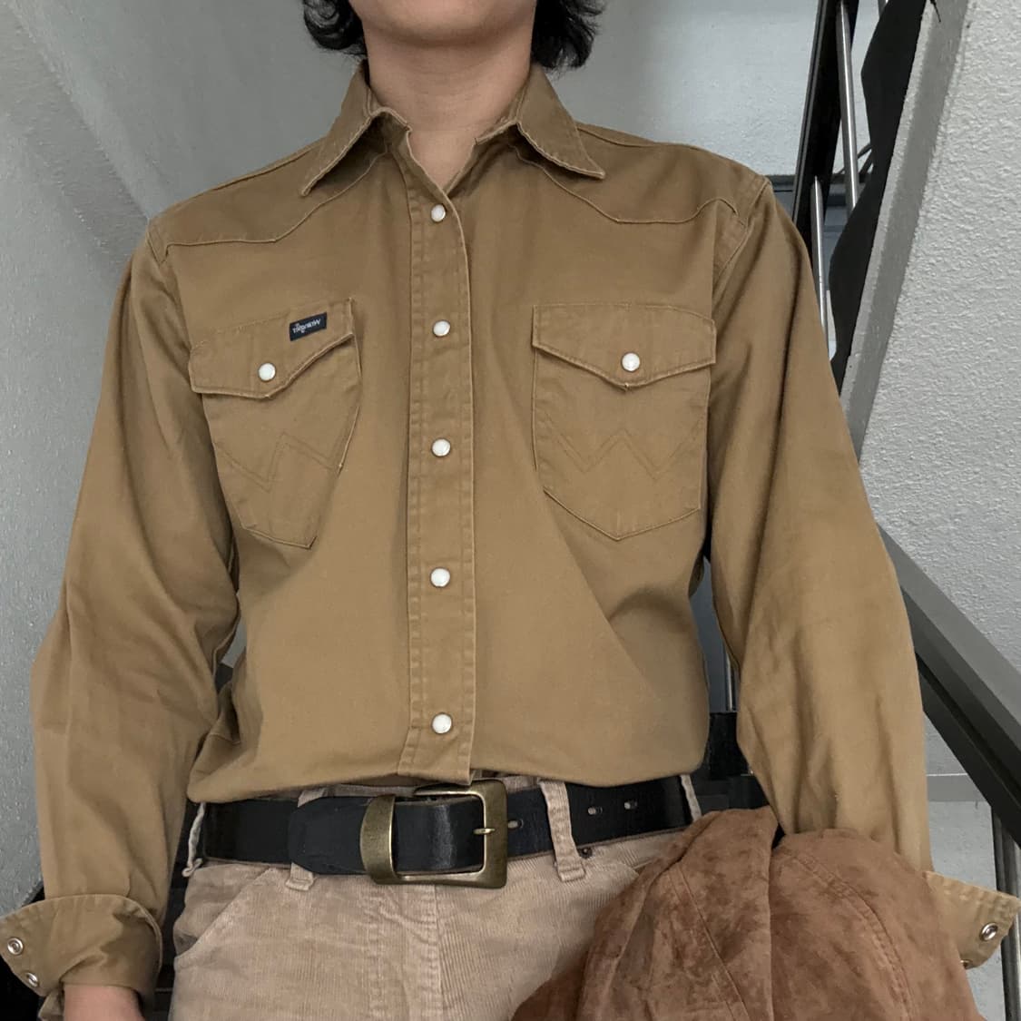 랭글러 Wrangler 솔리드 브라운 웨스턴 셔츠 상품이미지1